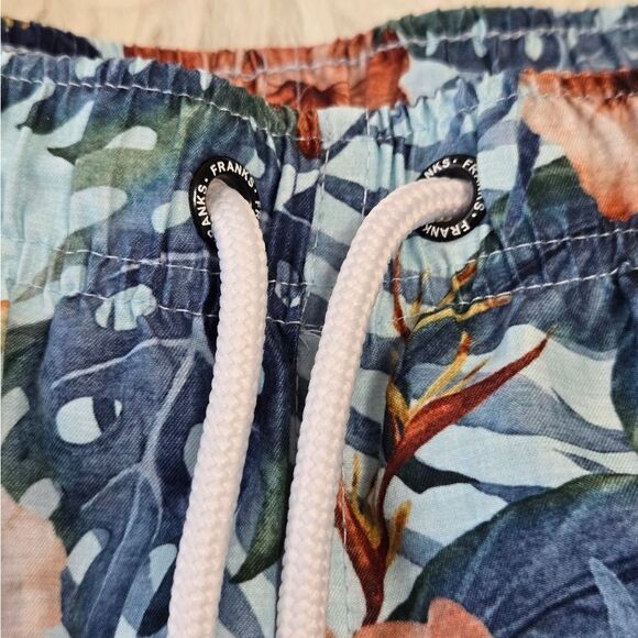 FRANKS Swim Shorts Mens Medium Hibiscus Floral Mesh Lined Tropical Trunks - Picture 4 of 11